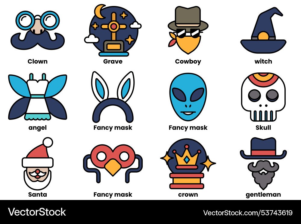 Set of in a party concept line style Vector Image