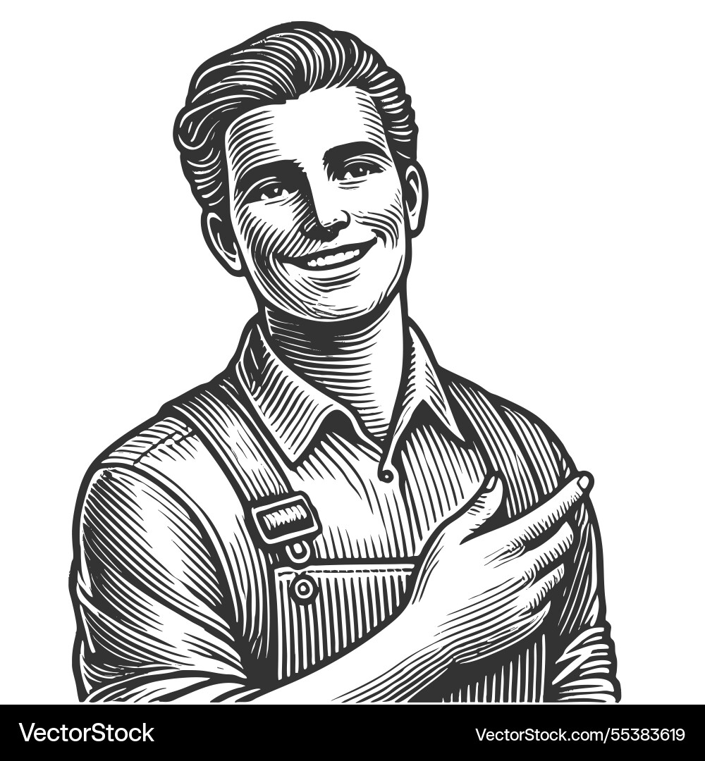 Smiling worker in overalls Smiling worker in overalls vector image