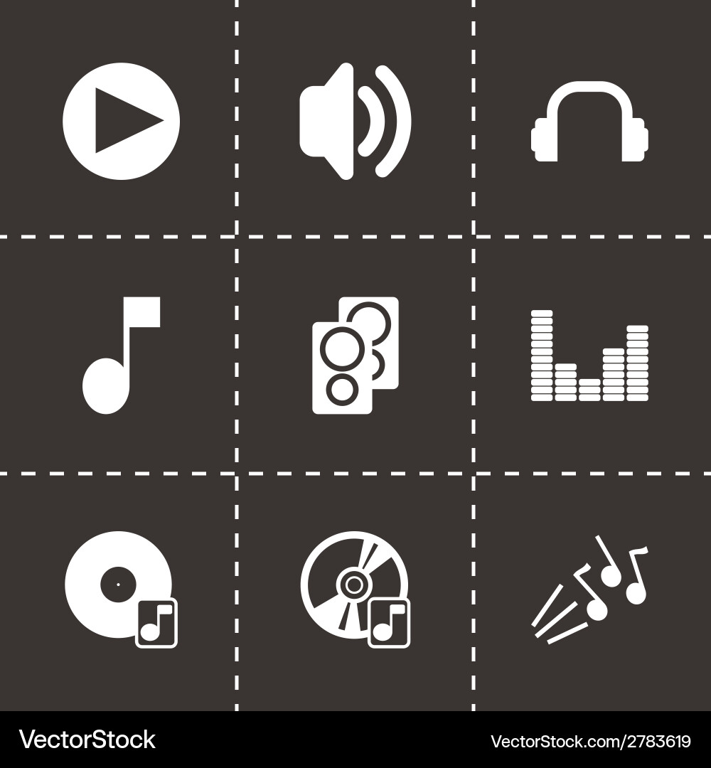 Sound Icon Set - Black & White Vector Image