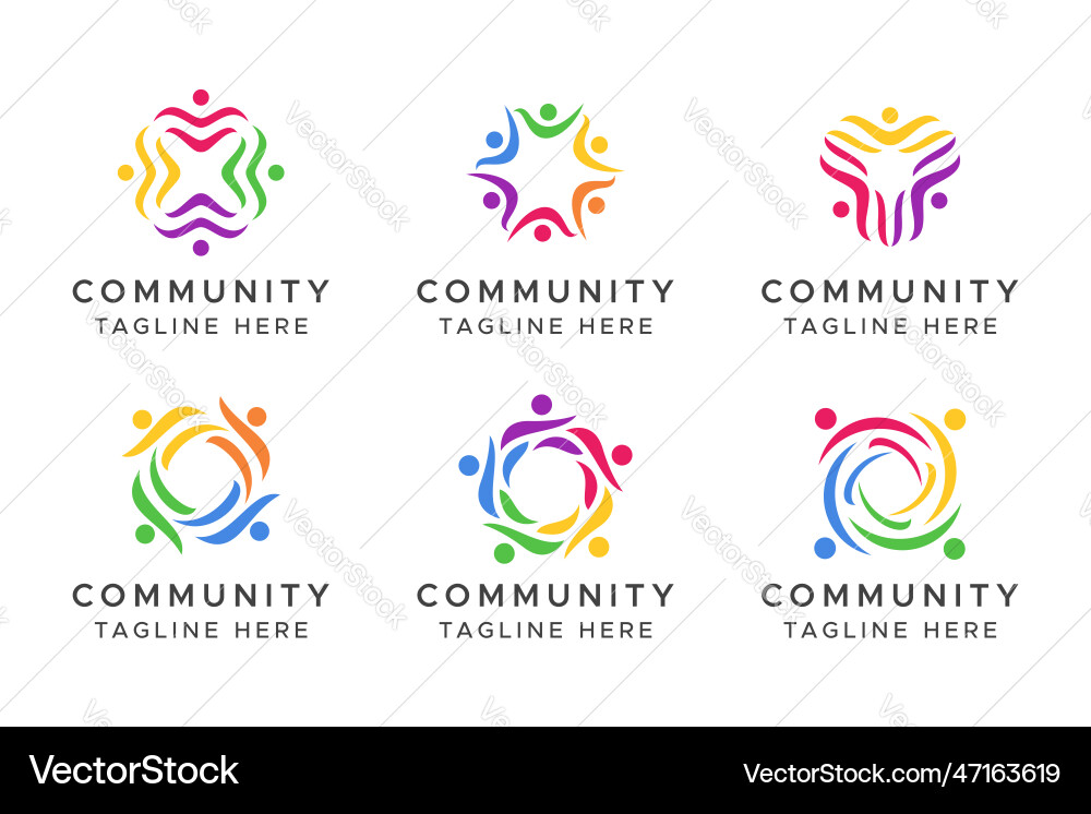 Unity & Diversity Circle Logos vector image