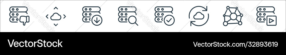 Work office server line icons linear set quality Work office server line icons linear set quality vector image