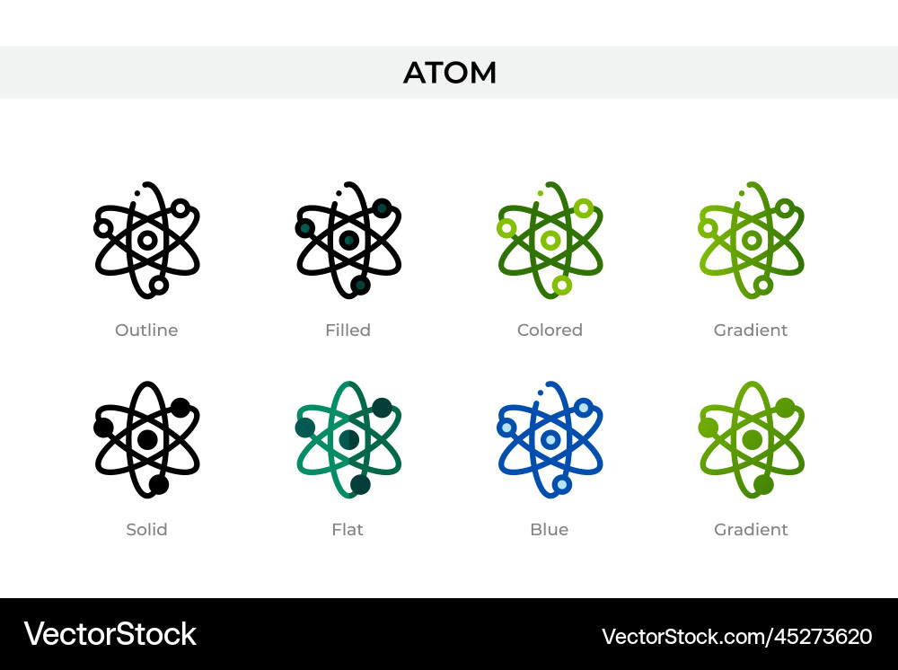 Atom icon in different style icons designed Atom icon in different style icons designed vector image