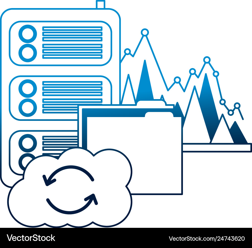 Cloud computing folder database center statistics Cloud computing folder database center statistics vector image