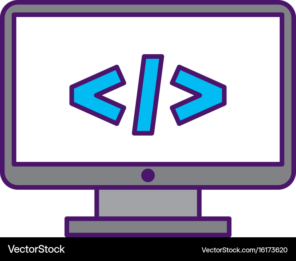 Computer-Desktop mit progamming Sprache vektorbild