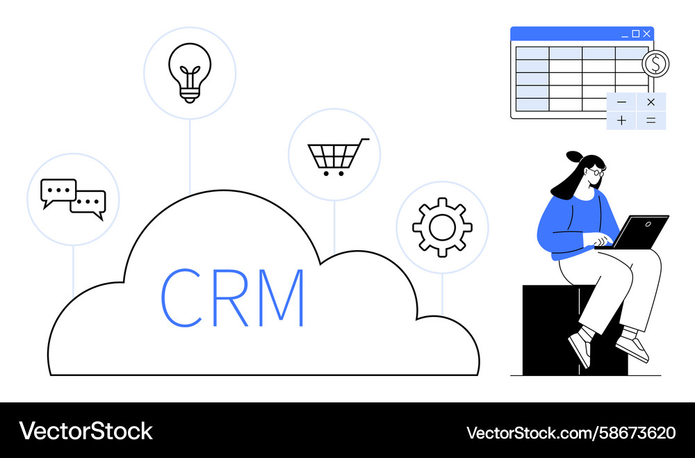 CRM Data Management Solution Vector Image