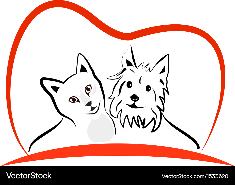 Cute Cat and Dog Logo vector image