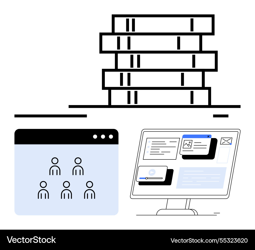 Digital data management with user interfaces Digital data management with user interfaces vector image