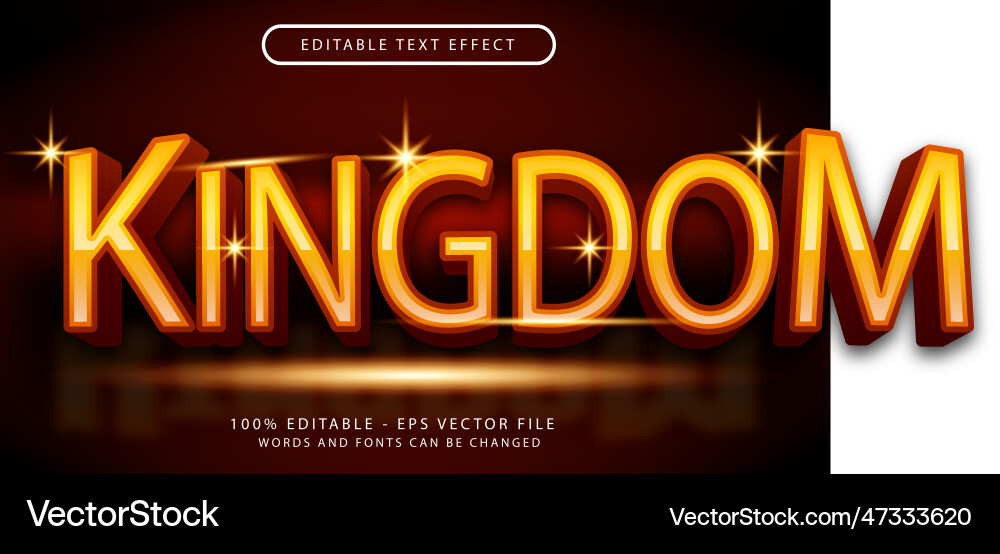 Editable text effect - kingdom 3d style concept vector image