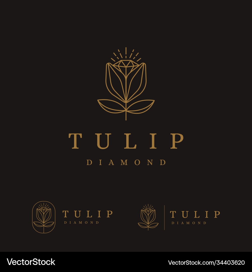 Elegant Tulip & Diamond Logo vector image
