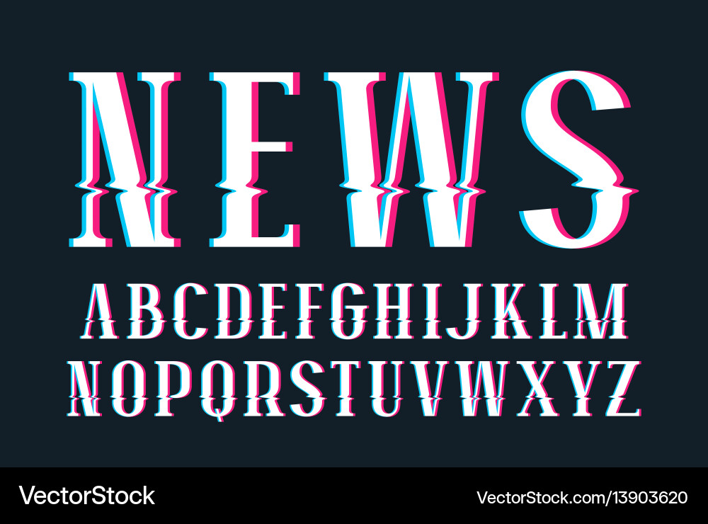 Glitch Serif Font - Distorted Typography vector image