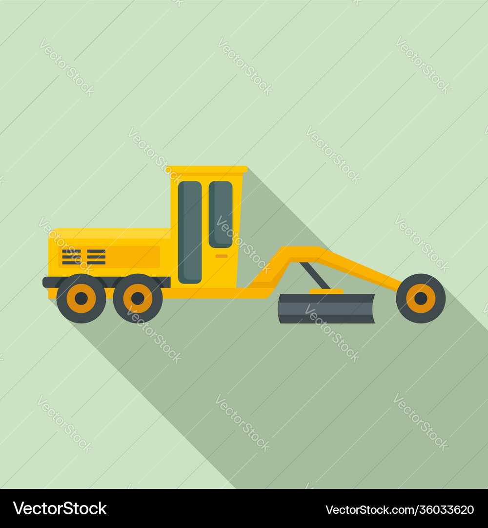 Grader machine bulldozer icon flat style Grader machine bulldozer icon flat style vector image
