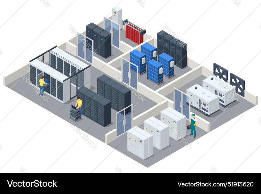 Isometric network computing technologies digital Vector Image