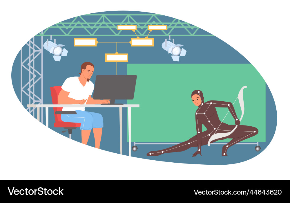 Motion capture videographer and actor work Vector Image