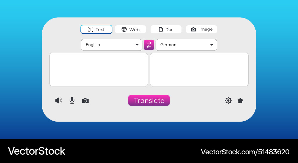 Online translate app interface design web vector image