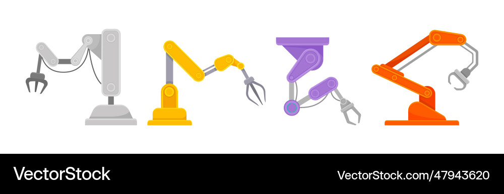 Robotic mechanical programmable arm with joints Robotic mechanical programmable arm with joints Vector Image