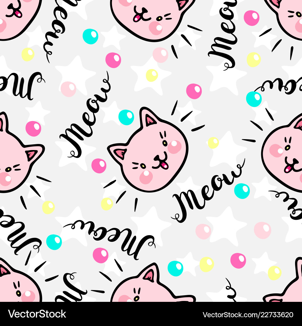 Seamless pattern with kittens and footprints Seamless pattern with kittens and footprints Vector Image