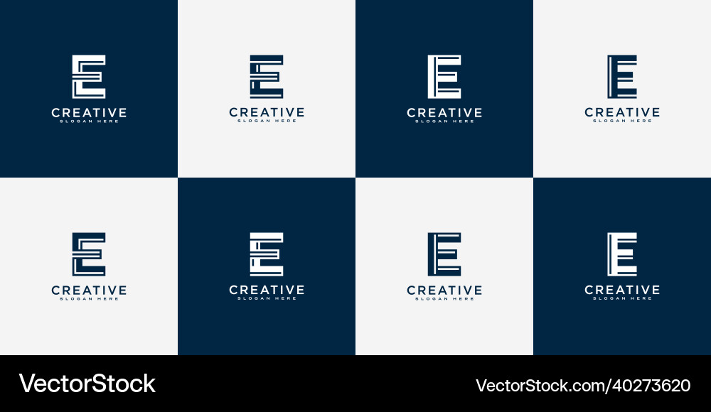 Set of initial letter e logo design line style Vector Image