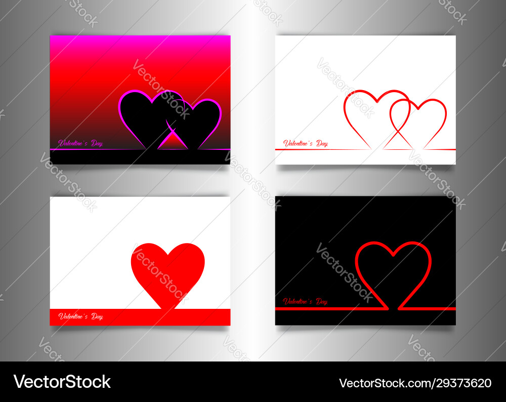 Set Valentinstag minimale Linie Kunst Fliesen Banner Set Valentinstag minimale Linie Kunst Fliesen Banner vektorbild