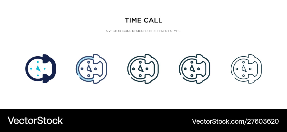 Time call icon in different style two colored vector image