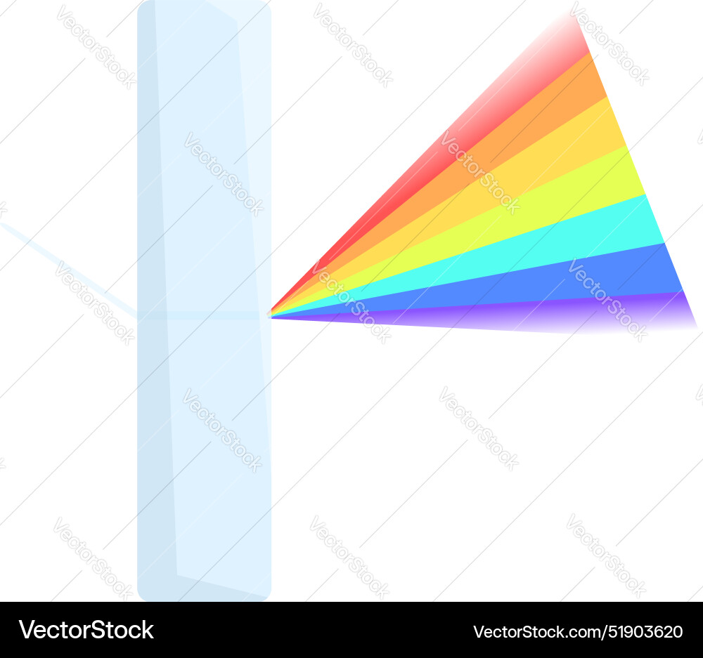 Triangular prism refracting light beam creating Triangular prism refracting light beam creating vector image