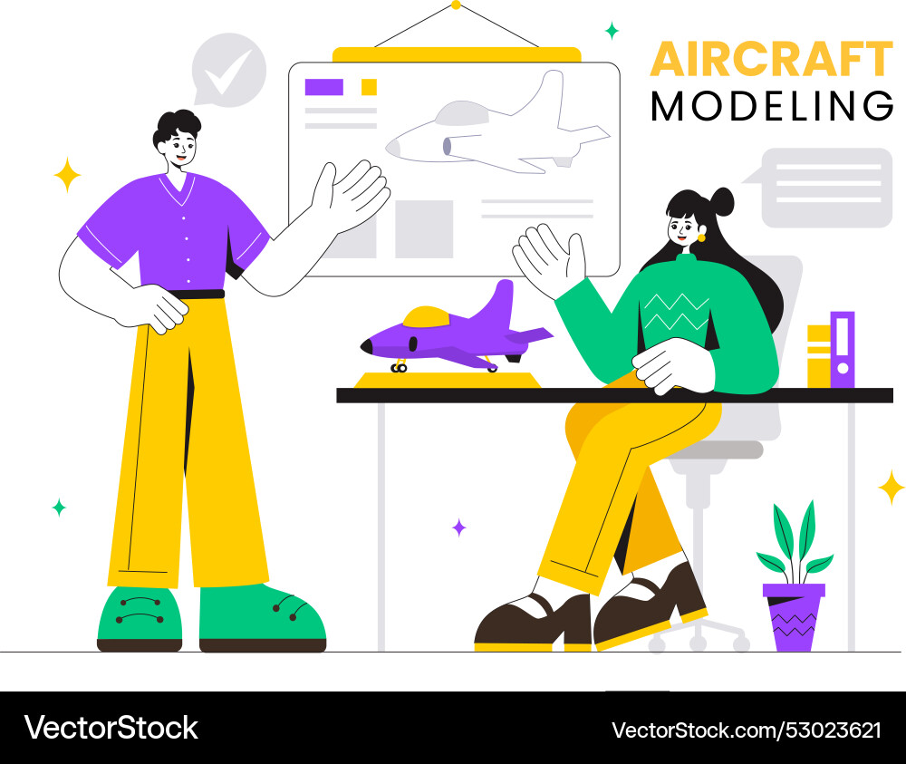Aircraft modeling and crafting with assembling Vector Image