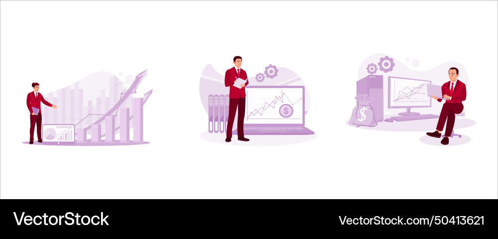 Businessman or trader showing growing virtual Businessman or trader showing growing virtual vector image