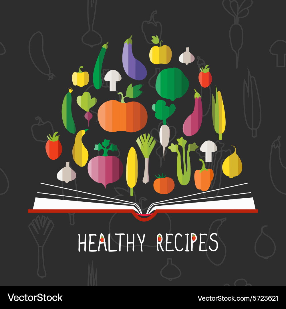 Cookbook with vegetables Vector Image