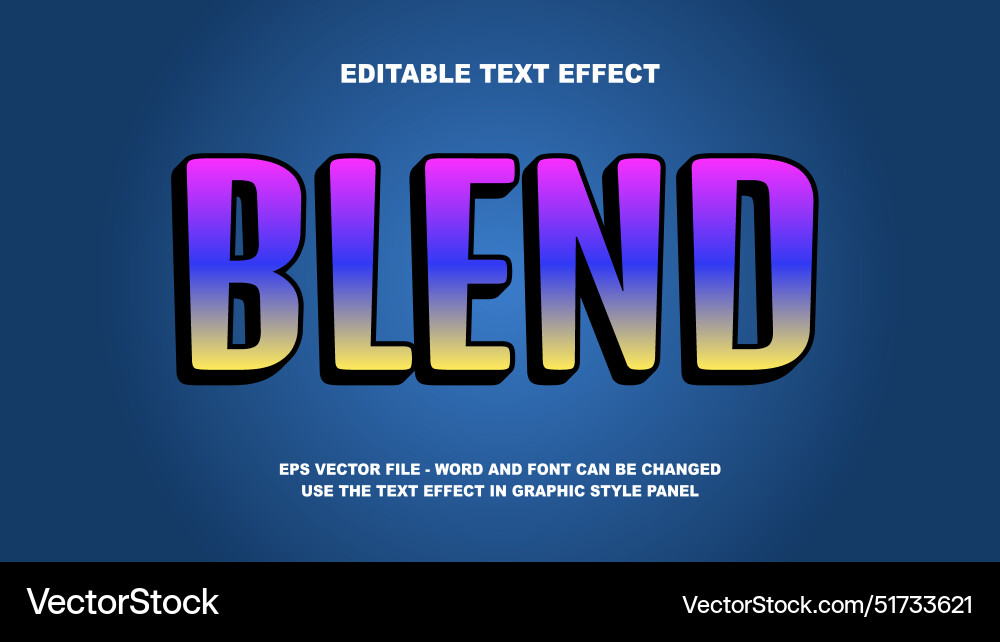 Editable text effect blend 3d template vector image