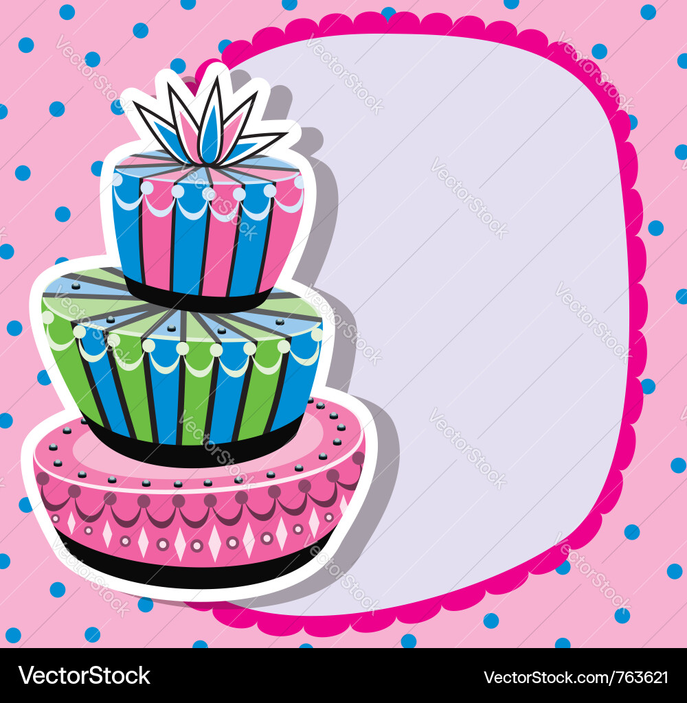 Geburtstag Kuchenkarte mit dekorativer Grenze Vektorbild