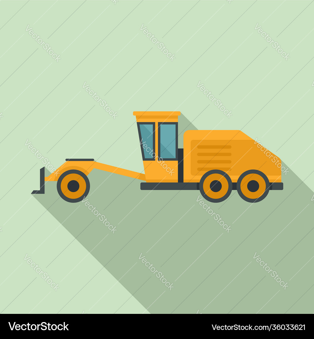 Grader machine machinery icon flat style Grader machine machinery icon flat style vector image