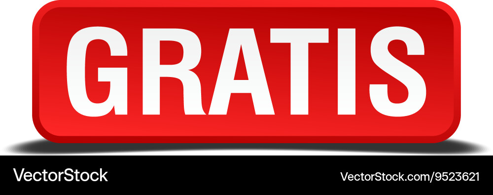 Gratis red 3d square button on white background vector image