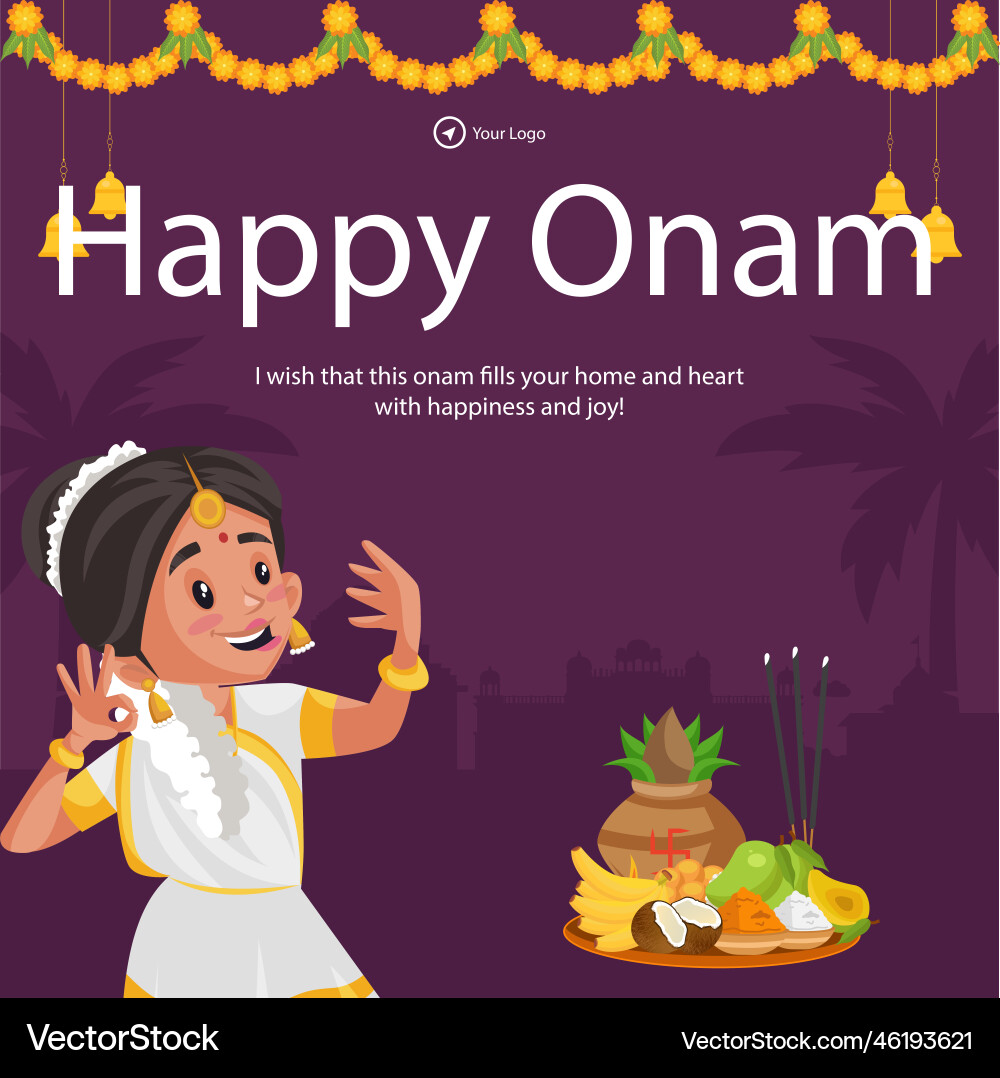 Happy onam south indian kerala festival banner vector image