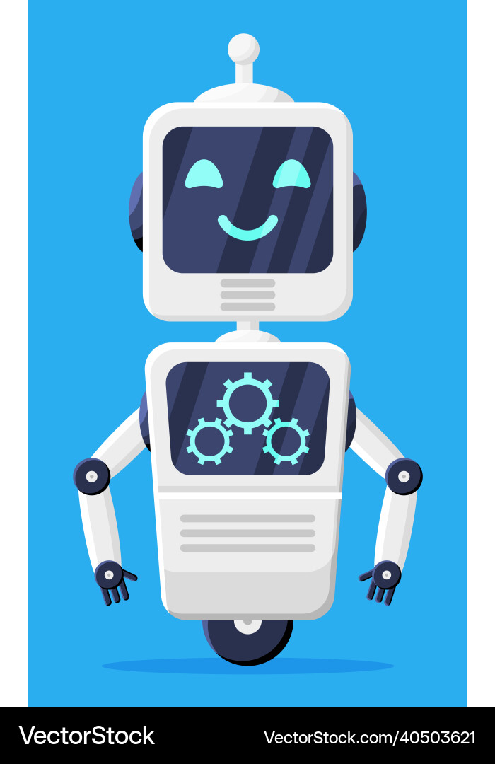 Happy smiling robot with bubble speech isolated Happy smiling robot with bubble speech isolated vector image