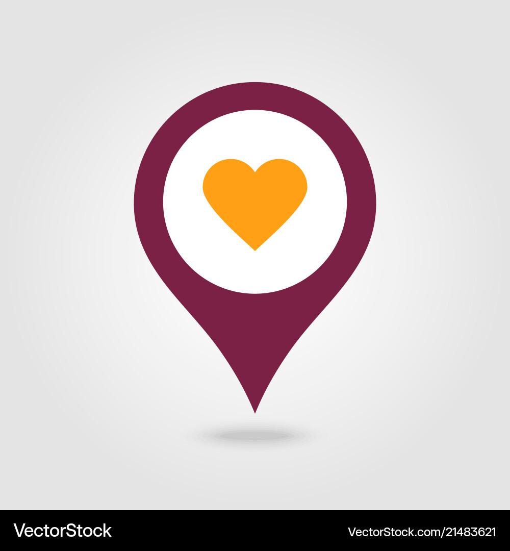 Heart pin map icon pointer markers Vector Image