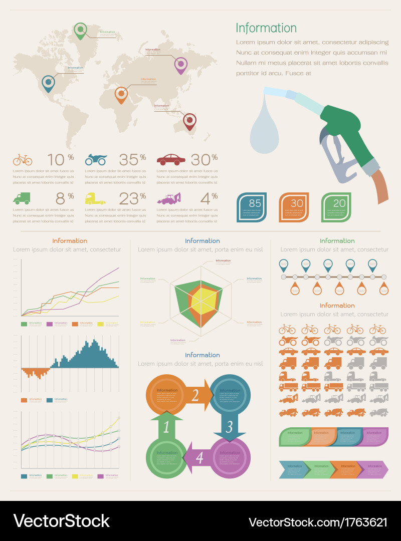 Icon Set - Data & Chart Elements vector image