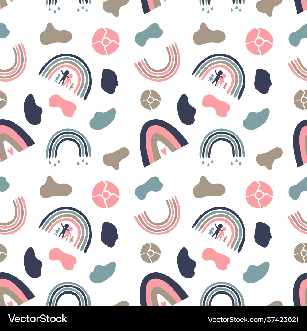 Kids boho rainbow pattern with abstract colorful Kids boho rainbow pattern with abstract colorful Vector Image