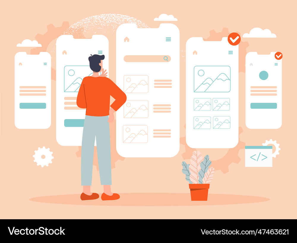 Mobile App Testing Concept Vector Image