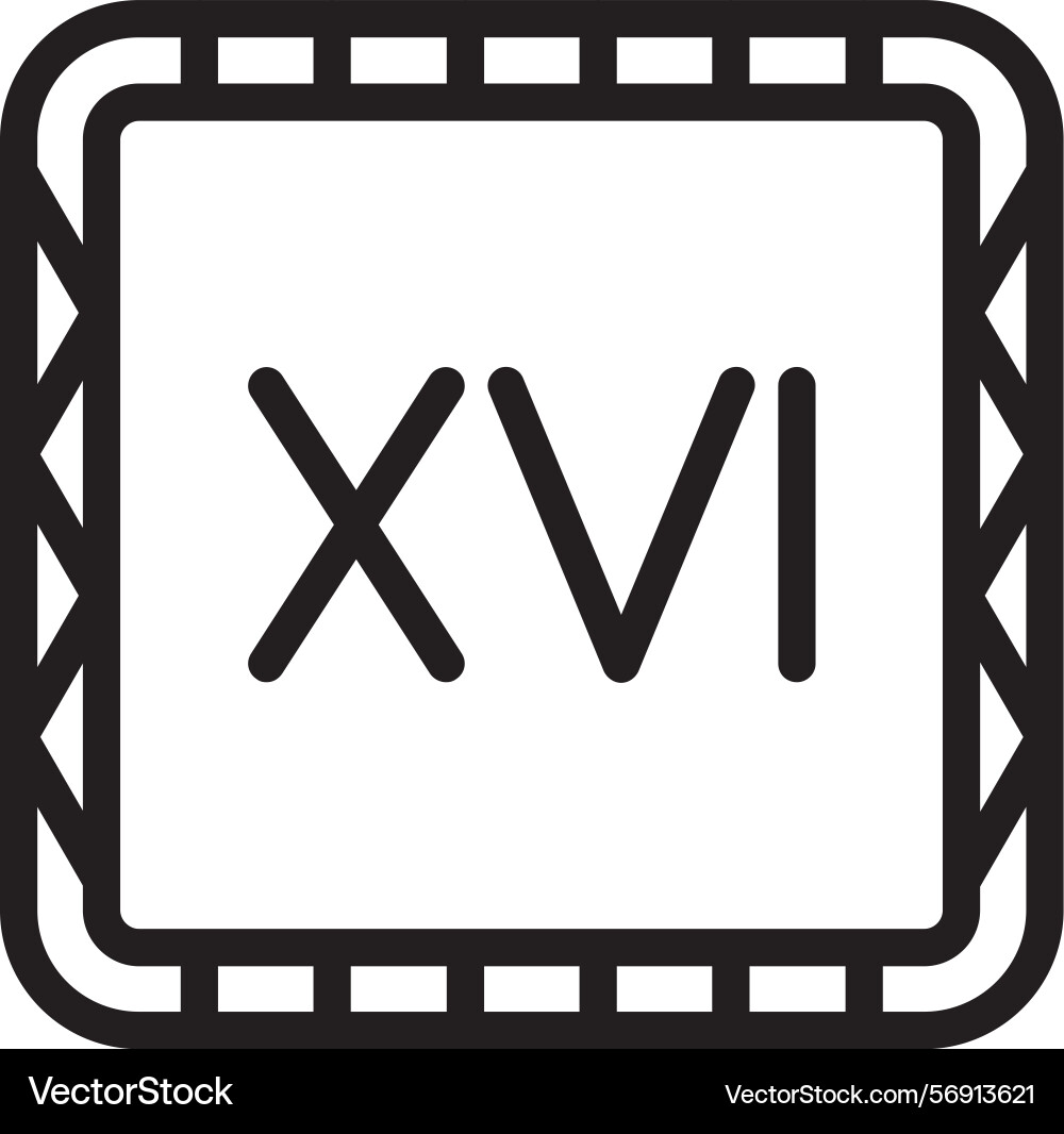 Roman numeral xvi linear style icon design Vector Image