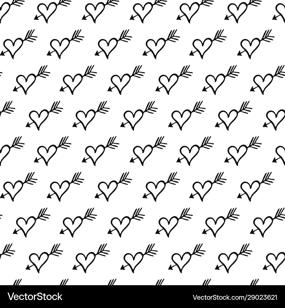 Seamless pattern with arrow in heart vector image