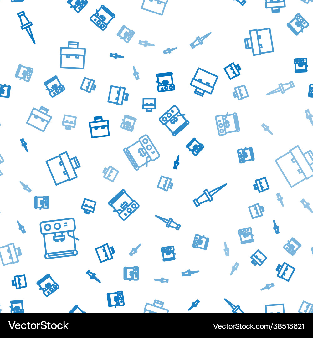 Set line coffee machine push pin and briefcase Set line coffee machine push pin and briefcase vector image