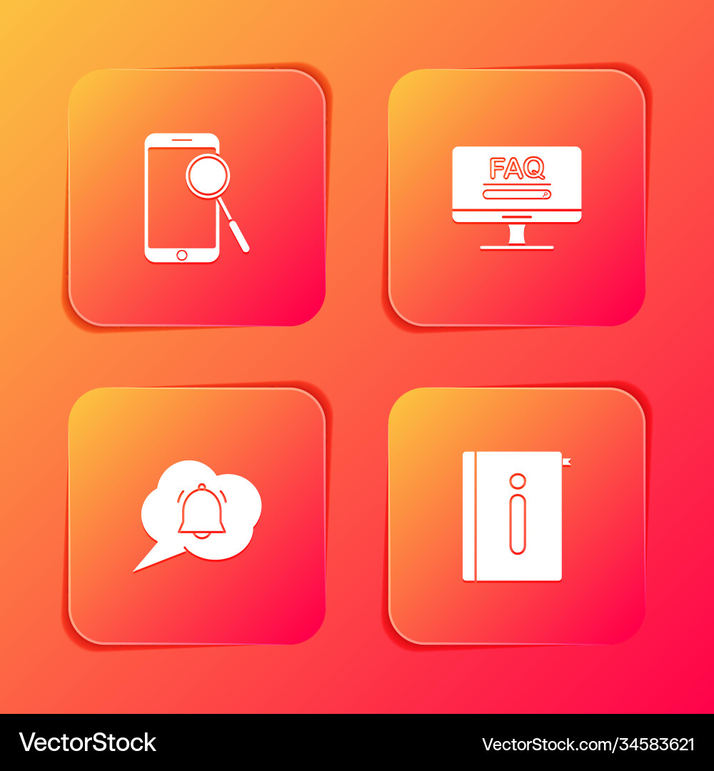 Set mobile phone diagnostics monitor with faq Set mobile phone diagnostics monitor with faq vector image