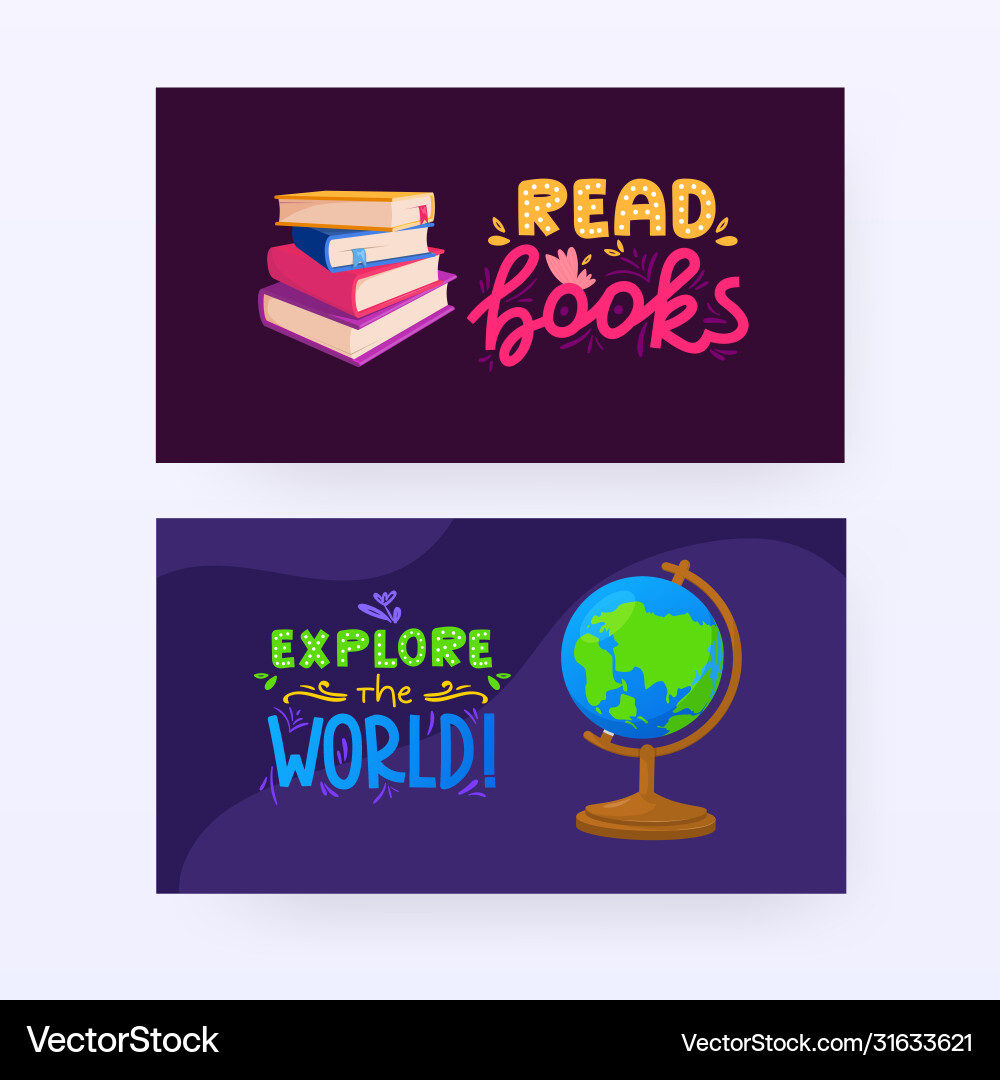 Set school banners with objects and text Vector Image