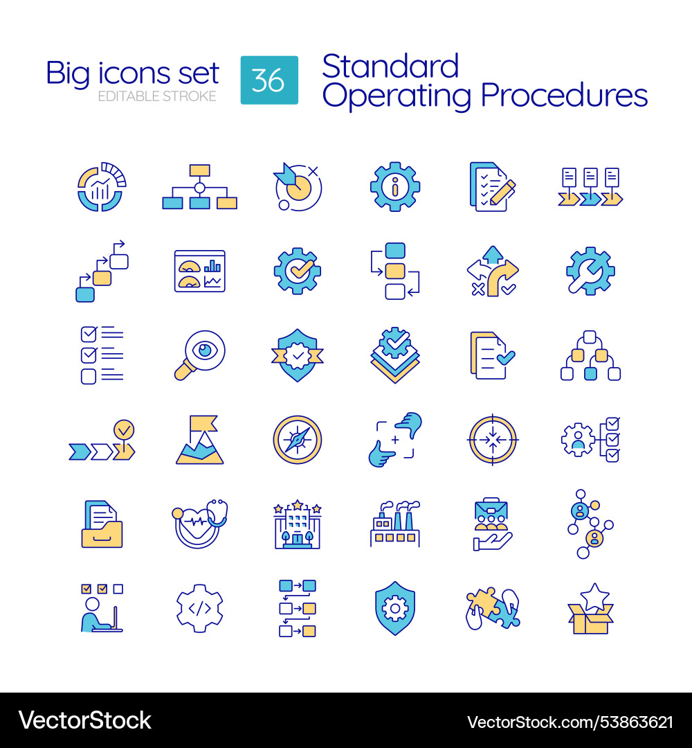 Standard operating procedures rgb color icons set Standard operating procedures rgb color icons set vector image