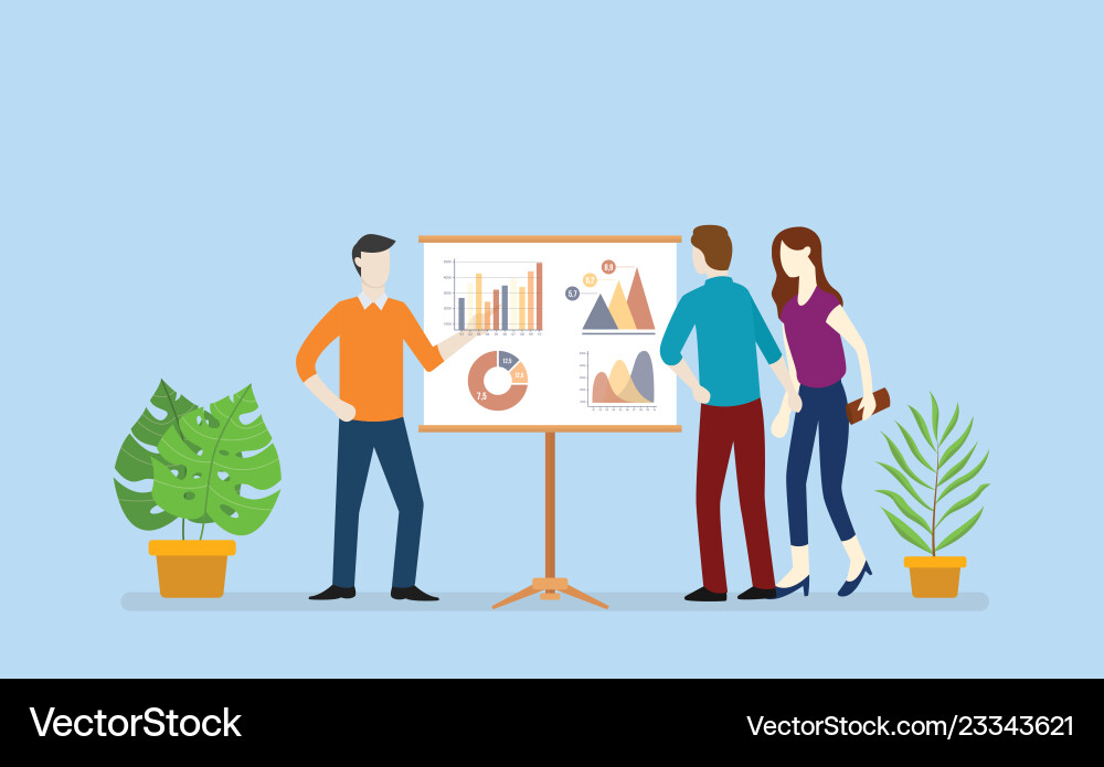 Team business analyze graph and chart data Team business analyze graph and chart data vector image