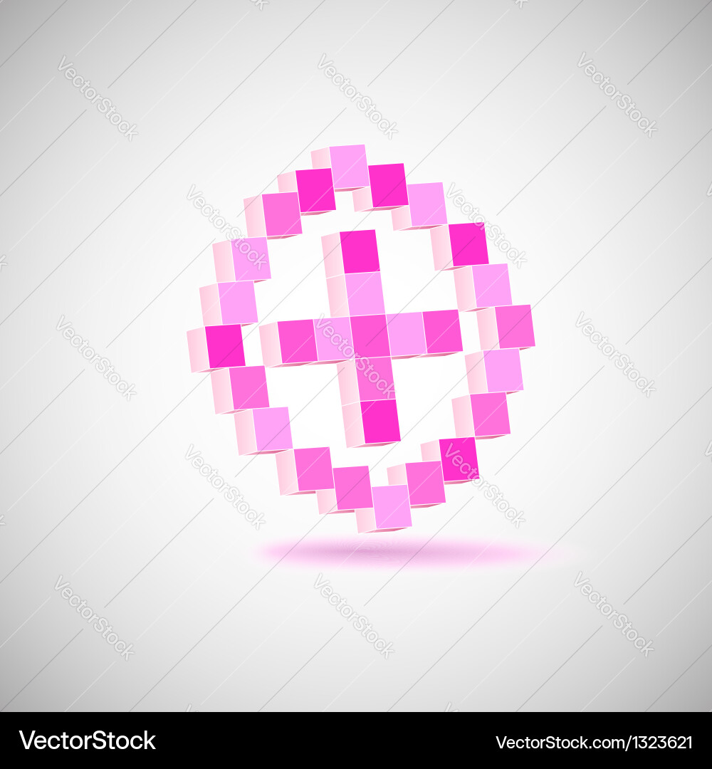 Three-dimensional shape pixel style the plus Vector Image