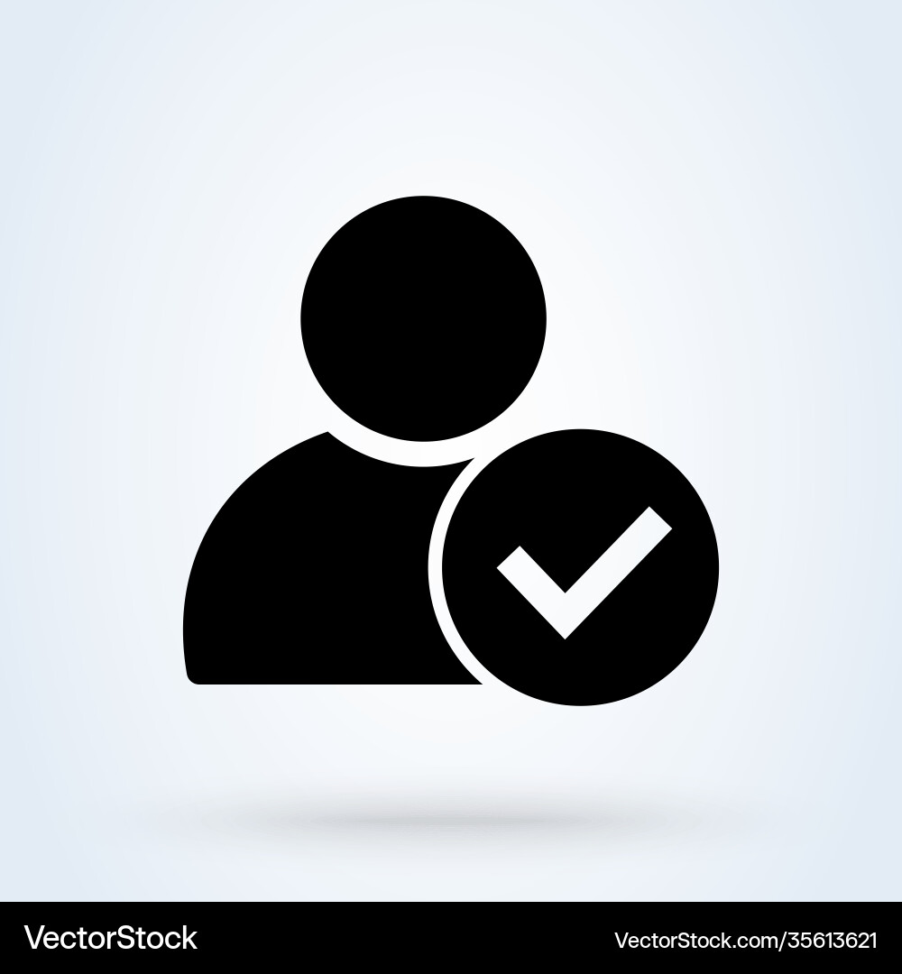 User profile sign web icon with check mark glyph vector image