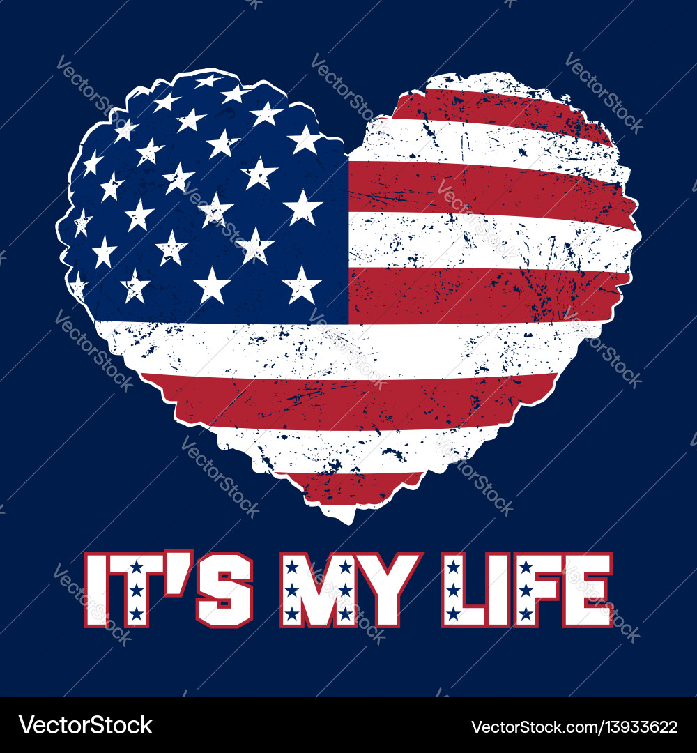 American flag heart grunge American flag heart grunge vector image