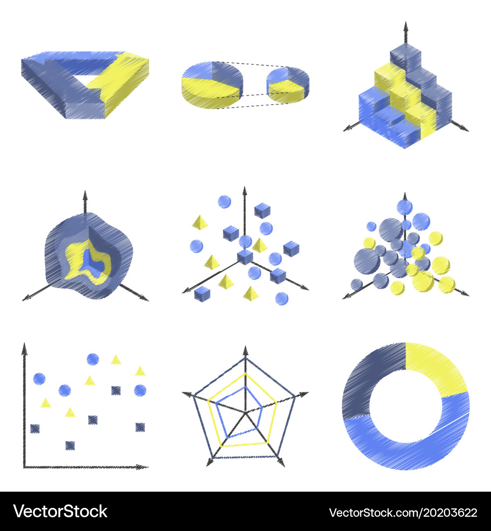 Assembly flat shading style icons economic graphs vector image