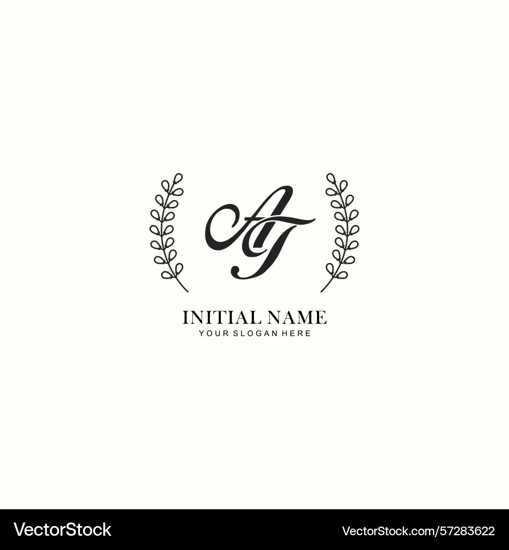At initial logo templates with botanical elements Vector Image
