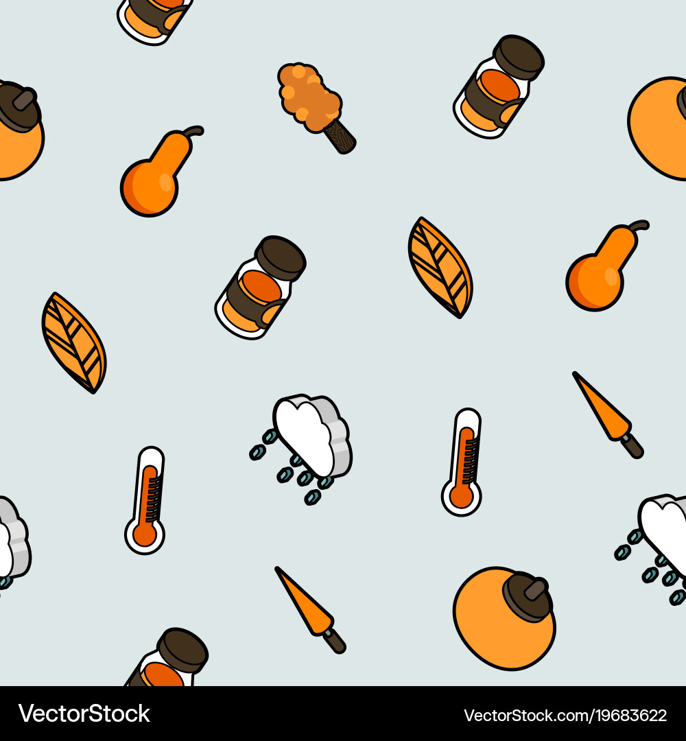 Autumn color outline isometric pattern vector image